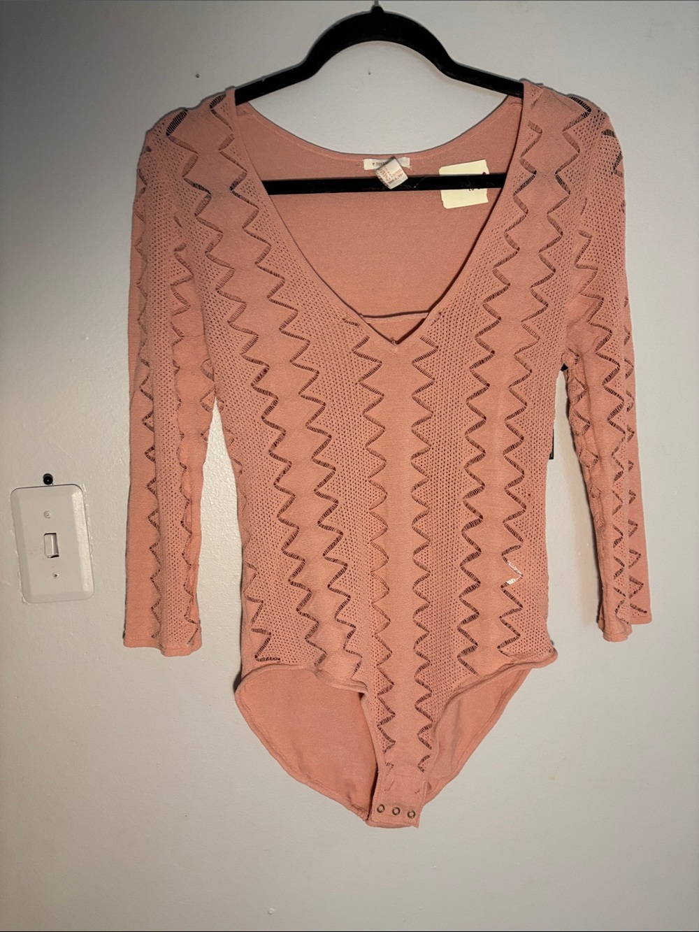 Women's Dusty Rose Knit V-Neck Bodysuit